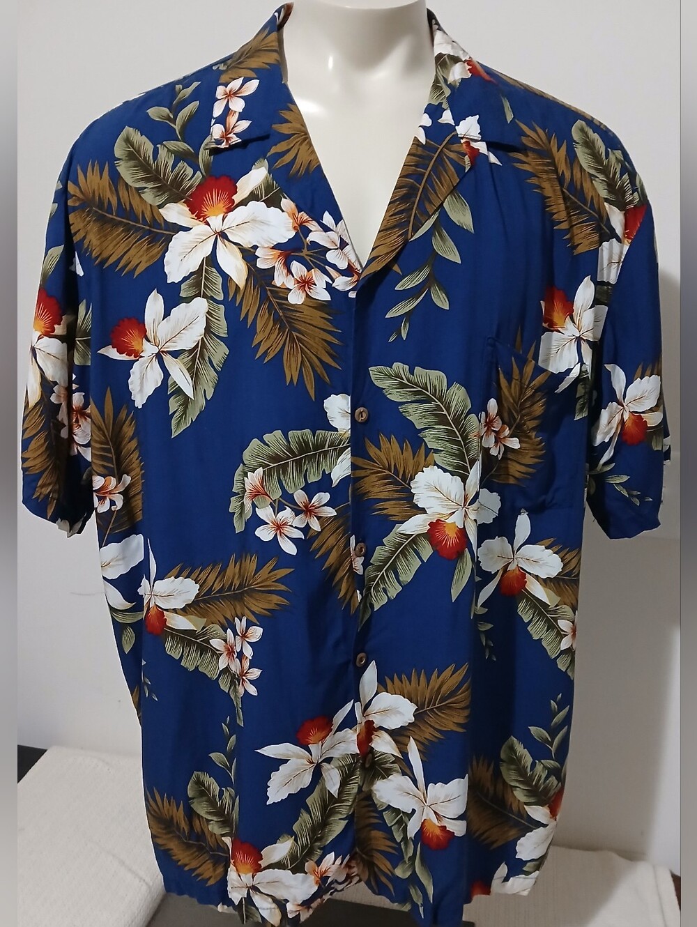 Vintage Two Palms Mens Hawaiian Floral Button Front Short Sleeve Shirt 2XL